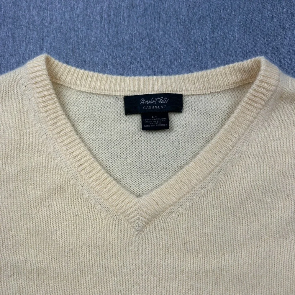 Marshall Fields Cashmere Vneck Sweater Mens Large Tall Butter‎ Yellow
